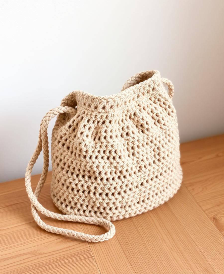 Bolsa nude em crochê